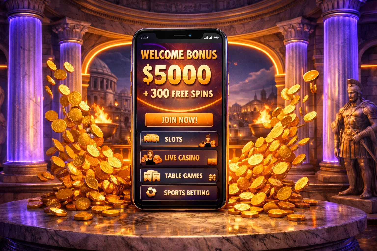 Ancient Roman themed online casino welcome bonus